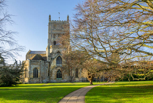 tewkesbury abbey gloucestershire inglaterra - tewkesbury abbey fotografías e imágenes de stock