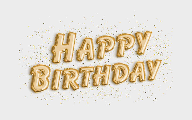 feliz cumpleaños hecho de letras de globo sobre fondo blanco. - birthday fotografías e imágenes de stock
