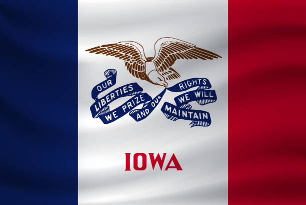 istock Waving flag of Iowa. Vector illustration 1214727303