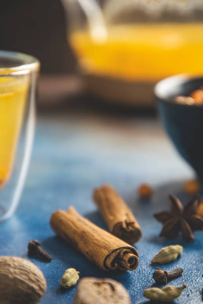 istock Immune support, alternative medicine sea buckthorn tea with spices 1214728506