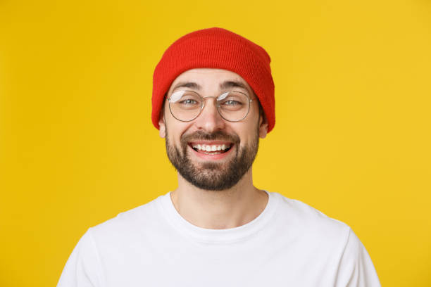 istock Young casual man portrait isolated on yellow background 1214729992