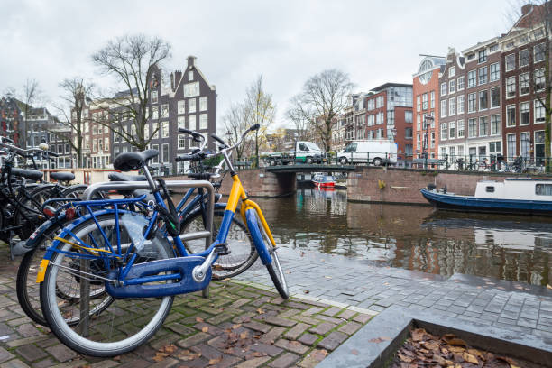 istock Bicycle parking near the canal in Amsterdam. 1214732296
