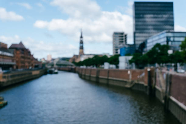 Zollkanal in Hamburg, Germany, blurred