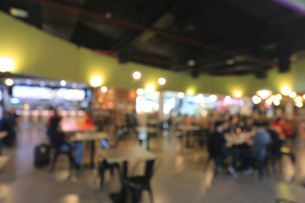 istock Abstract blur restaurant interior with no people during covid 19 virus for background 1214734887