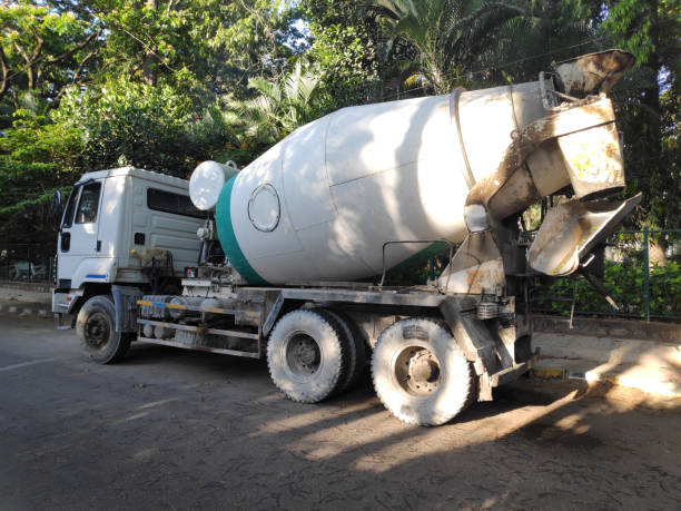 istock A cement truck parked along a road 1214735061