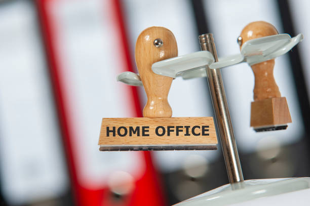 istock home office printed on rubber stamp in office 1214737422