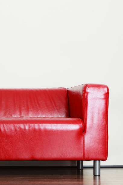 istock Detailed closeup leather red sofa 1214737611