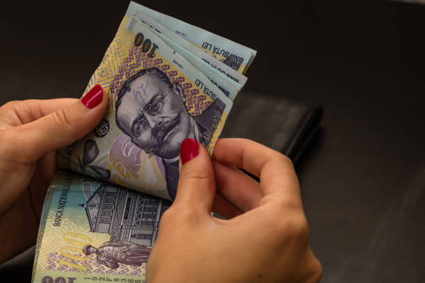 istock Woman counting money, counting LEI close up 1214740564