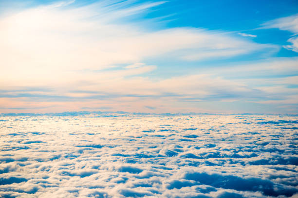 istock Blue sky with layers of white clouds 1214745985