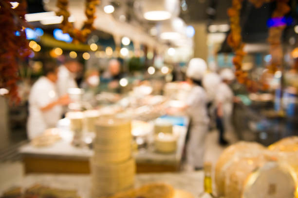 istock Blurred image of restaurant kitchen in shopping mall 1214746097