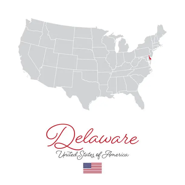 Vector illustration of Delaware in the USA Vector Map Illustration