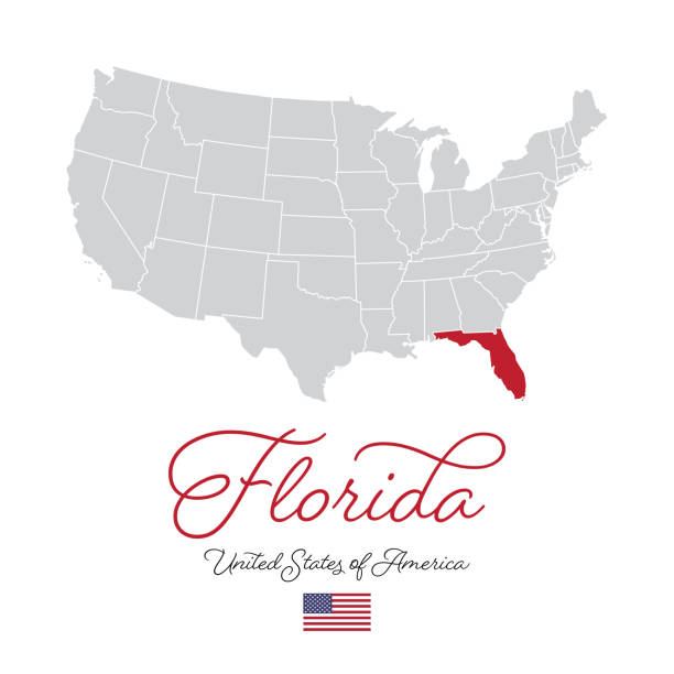 Florida in the USA Vector Map Illustration Florida in the USA Vector Map Illustration southeast stock illustrations