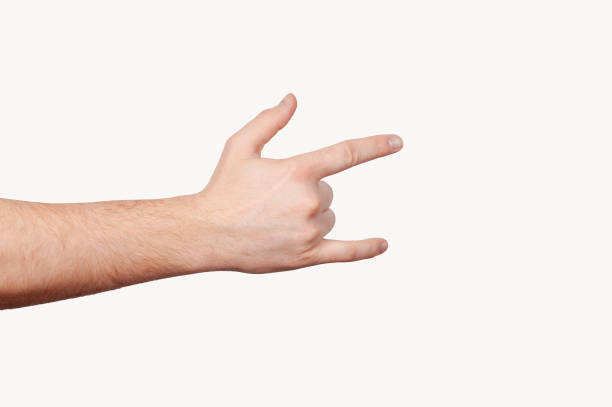istock Man hand rocker on Isolated white background. 1214750218