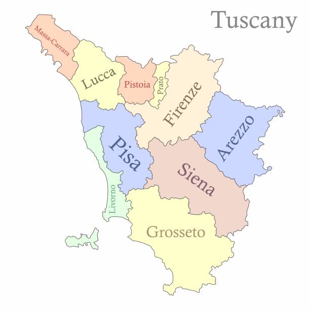 mapa administracyjna toskanii - siena province stock illustrations