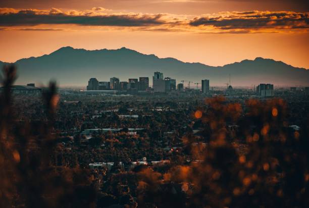 phoenix arizona - phoenix downtown district skyline city stock-fotos und bilder