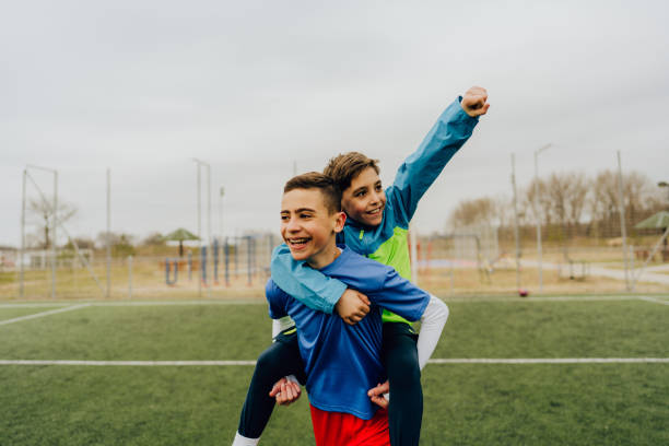 Photo of cheerful soccer players