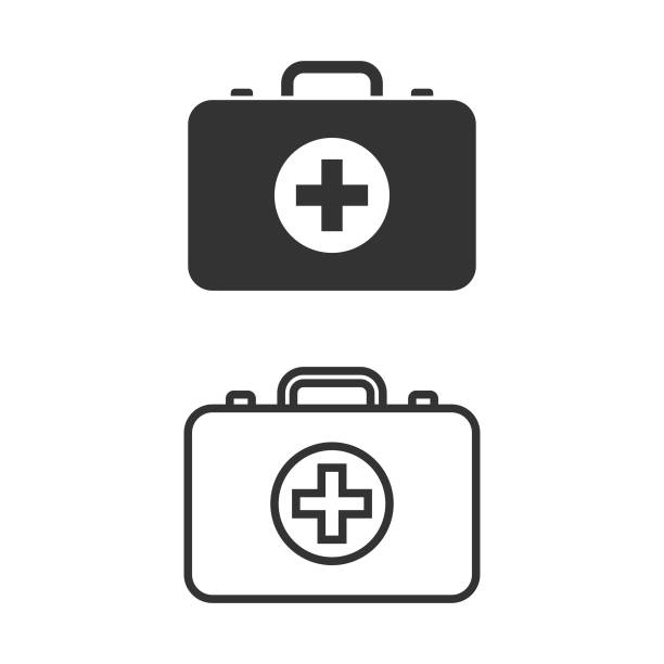 stockillustraties, clipart, cartoons en iconen met ehbo-kit en med kit icon vector design op witte achtergrond. - attaché