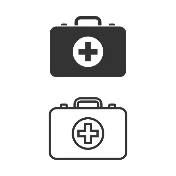 Vector illustration of First Aid Kit and Med Kit Icon Vector Design on White Background.