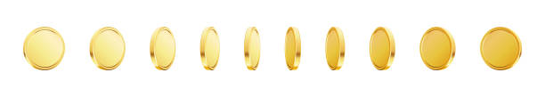 istock Set of rotating gold coins.  3d dollar coins. Golden money set. 1214759708