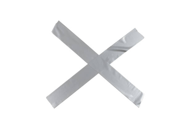 istock Silver scotch tape pieces isolated on white background. 1214762787