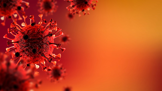Coronavirus, fondo de brote de virus, concepto de microbiología y virología, renderizado 3D photo