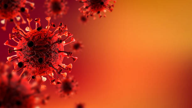 coronavirus, fondo de brote de virus, concepto de microbiología y virología, renderizado 3d - covid 19 fotografías e imágenes de stock