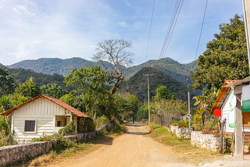 View down the main road in Alta cima, in the state of Tamaulipas, Mexico