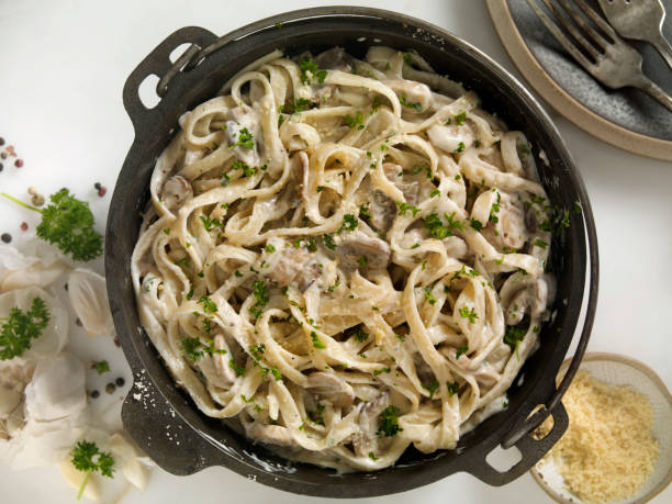 istock Creamy Mushroom One Pot Fettuccine Alfredo 1214765663