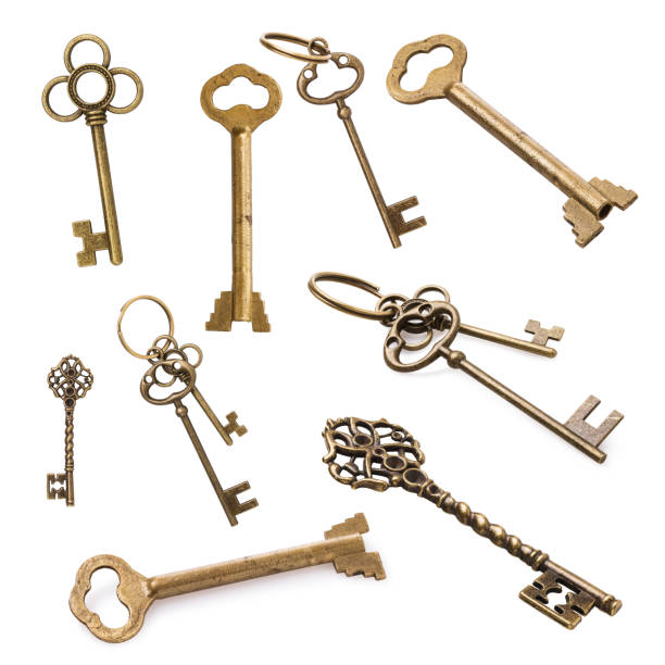 istock Set of vintage keys isolated on a white background 1214766472