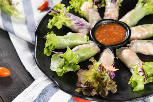 istock Salad roll is the introduction of fresh salad vegetable. 1214767628