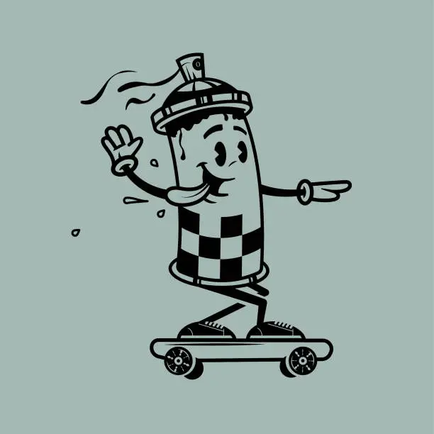 Vector illustration of Spray can skater