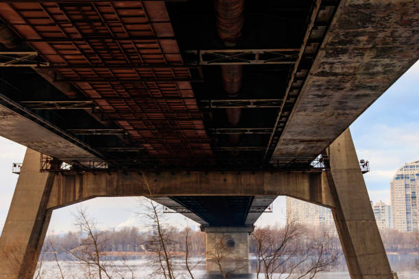 istock Under North bridge (Moscow bridge) across the Dnieper river in Kiev, Ukraine 1214769251
