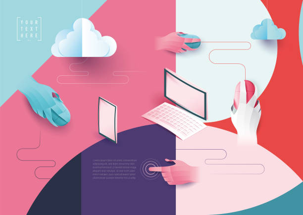 ilustrações, clipart, desenhos animados e ícones de computação em nuvem de rede digital - ipad backgrounds business communication