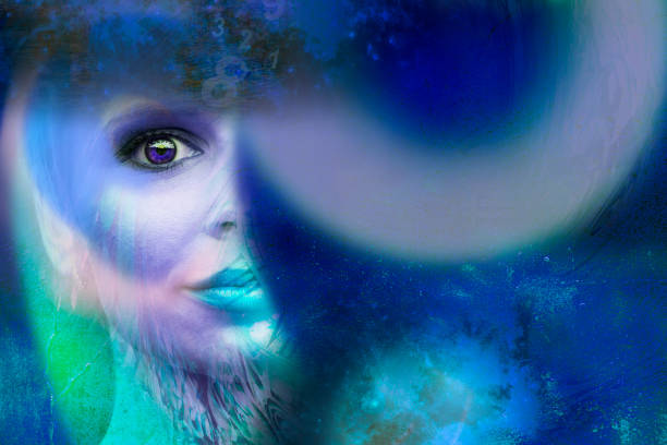 istock Portrait of a robot woman, artificial intelligence 1214773667