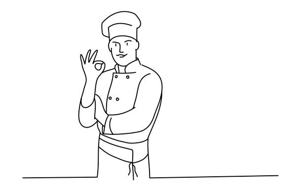 ilustrações, clipart, desenhos animados e ícones de chef mostrando sinal ok. - chef