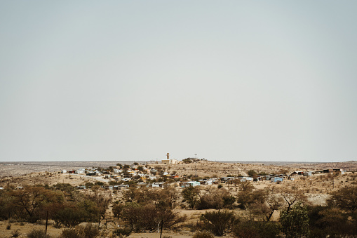 distant wideangle view of African village in Namibia