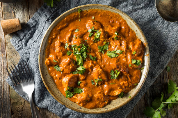 Homemade Chicken Tikka Masala Homemade Chicken Tikka Masala with Cilantro and Sauce Butter Chicken stock pictures, royalty-free photos & images