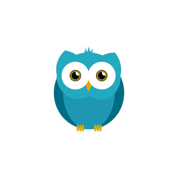 ilustraciones, imágenes clip art, dibujos animados e iconos de stock de ilustración de búho lindo en vector. ilustración de búho plano sobre fondo blanco - owl