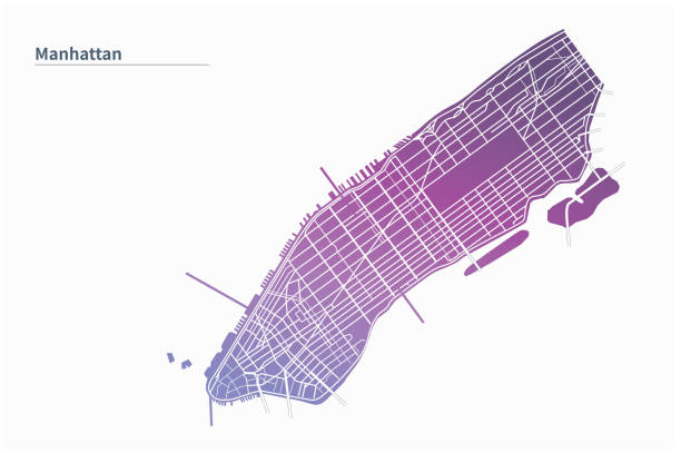 ilustrações, clipart, desenhos animados e ícones de um mapa dos estados unidos e um mapa marcado pelas fronteiras dos estados americanos - manhattan