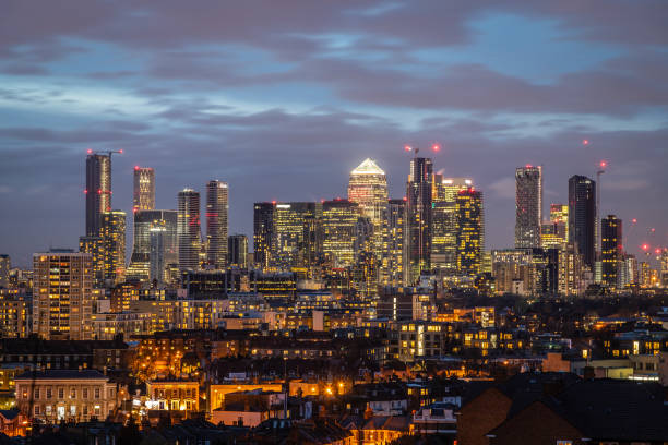 istock Canary Wharf and London at night 1214789307