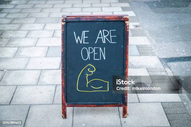 Open Sign Outside A Shop Stock Photo - Download Image Now - Open, Business, Restaurant