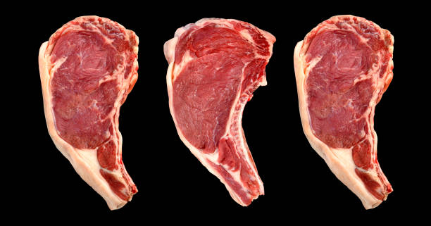 istock Steak Meat black isolated back ground 3 pieces 1214791141