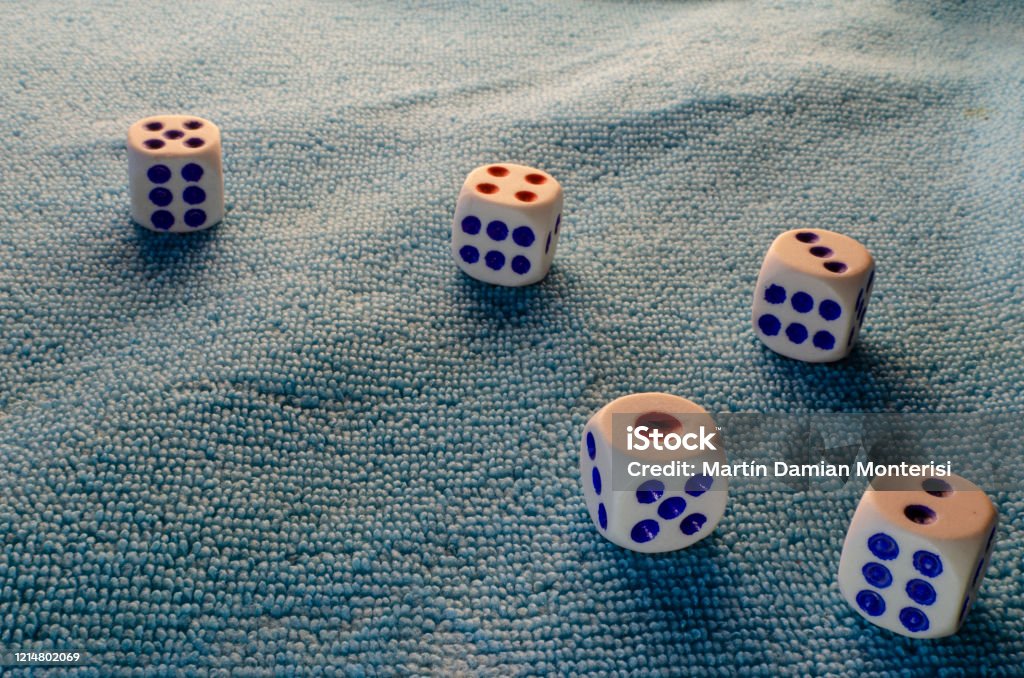 Five dice arranged from one to five background, bet, black, casino, chance, cube, dice, dices, entertainment, five, fortune, four, fun, gamble, gambling, game, group, hobbies, isolated, leisure, luck, number, objects, one, opportunity, play, probability, recreation, risk, six, statistics, table, three, toy, two, vegas, white Argentina Stock Photo