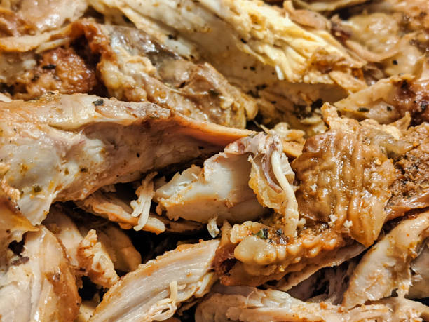 istock macro focus on shredded up cooked turkey meat 1214806592