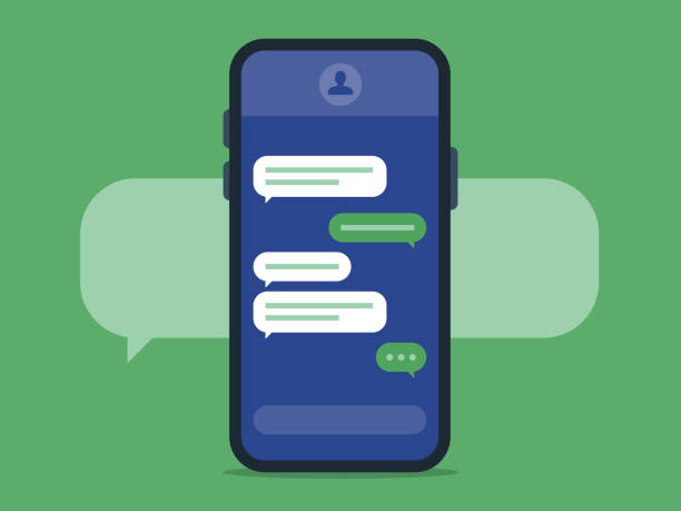 стокові ілюстрації на тему ілюстрація смартфона з екраном обміну текстовими повідомленнями - текст