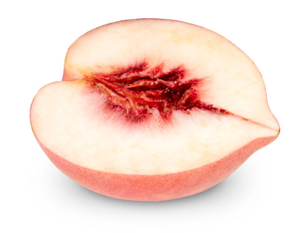 istock Peach fruit isolated on white background,Fresh White Peach on White Background (With clipping path) 1214811990