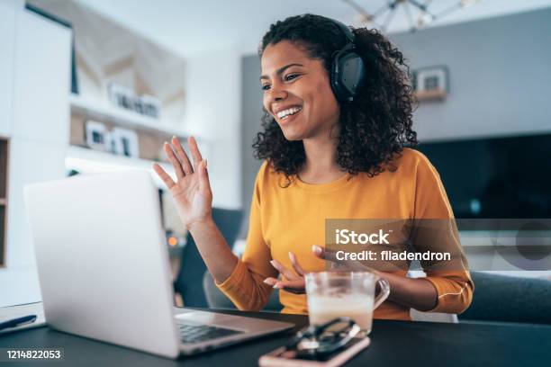 Business Video Conference Stock Photo - Download Image Now - Internet, Video Conference, Working At Home