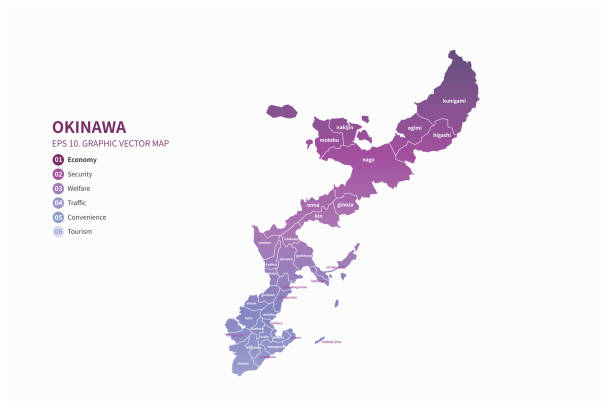 日本地図のベクトルeps。アジアの国の地図。 - 沖縄点のイラスト素材／クリップアート素材／マンガ素材／アイコン素材