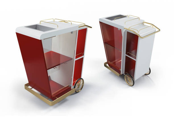 chariot avec boissons, maquette portable de bar 3d - box lunch photos photos et images de collection
