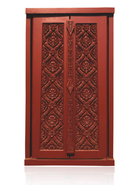 istock Traditional Thai wood carving with pattern 1214844646